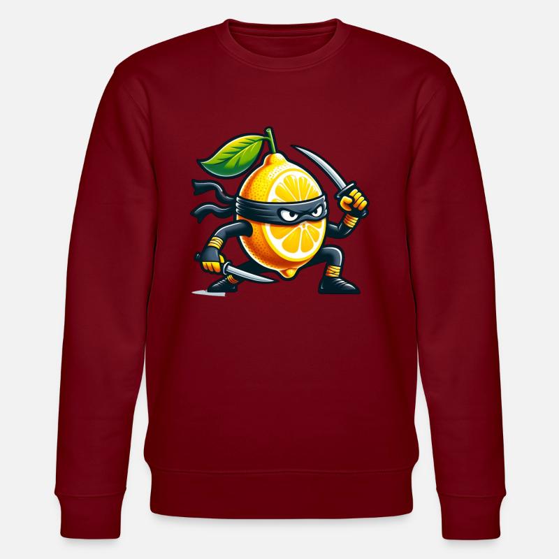 Zitrone Ninja Mit Samurai-Schwert - Stanley/Stella Unisex Bio-Sweatshirt CHANGER  - Burgunderrot