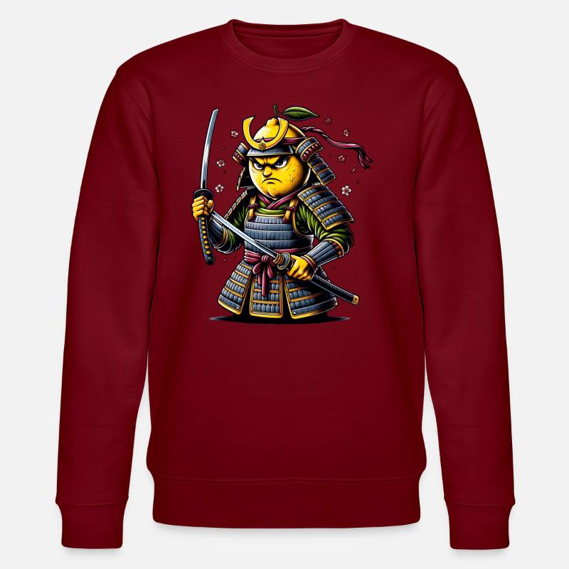 Wütender Samurai Zitrone Krieger Kunstwerk - Stanley/Stella Unisex Bio-Sweatshirt CHANGER  - Burgunderrot