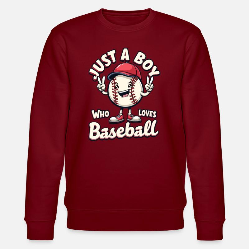 Baseball, Baseballspieler, Junge, Baseballer - Stanley/Stella Unisex Bio-Sweatshirt CHANGER  - Burgunderrot