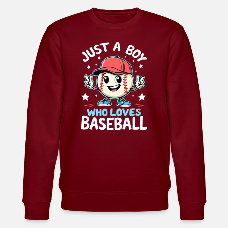 Baseball, Baseballspieler, Junge, Baseballer - Stanley/Stella Unisex Bio-Sweatshirt CHANGER  - Burgunderrot