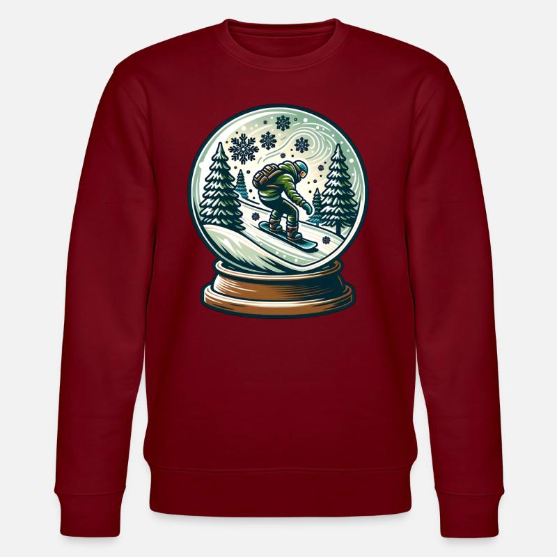 Winterabenteuer Schneekugel Design - Stanley/Stella Unisex Bio-Sweatshirt CHANGER  - Burgunderrot