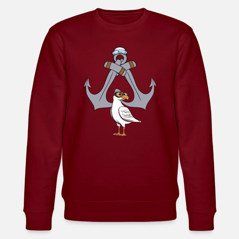Anker Matrose maritim Möwe Seefahrt Seemann Ahoi - Stanley/Stella Unisex Bio-Sweatshirt CHANGER  - Burgunderrot