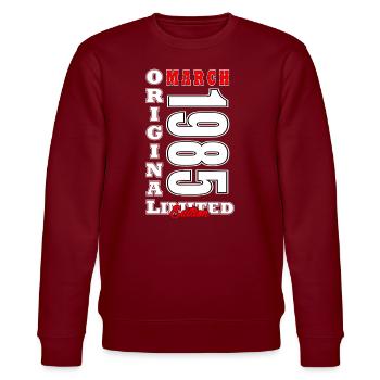 March 1985 March Anniversary March 1985 - Stanley/Stella CHANGER Unisex Organic Sweatshirt - burgundy - Front - Nik (191cm) & Marisol (170cm)