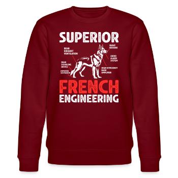 Humor Geschenk Deutscher Schäferhund - Stanley/Stella Unisex Bio-Sweatshirt CHANGER  - Burgunderrot - Vorne - Nik (191cm) & Marisol (170cm)