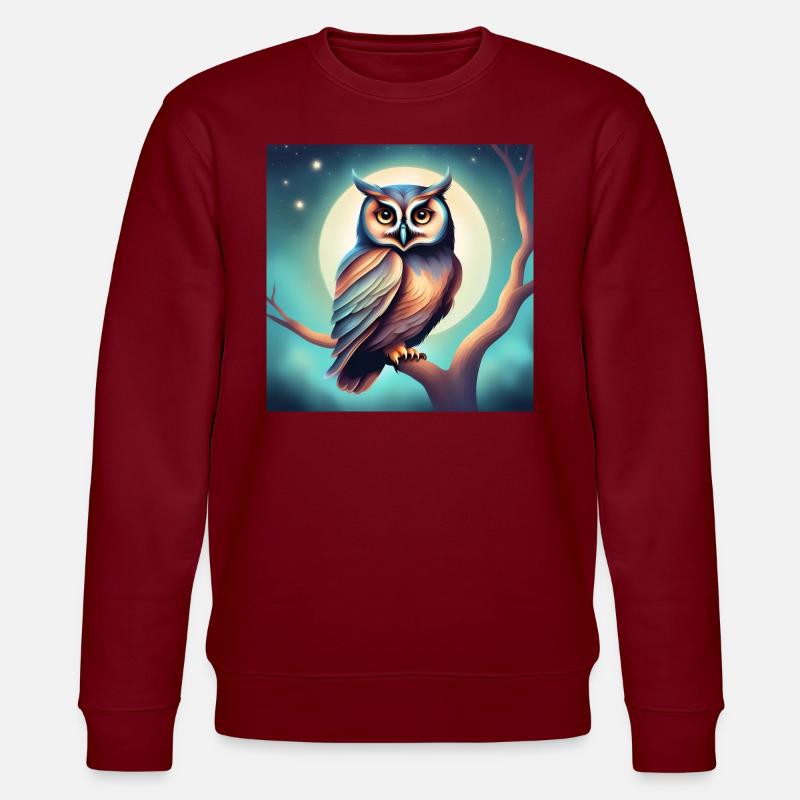 Eule träumerisch Gothic Geschenkidee Nacht - Stanley/Stella Unisex Bio-Sweatshirt CHANGER  - Burgunderrot