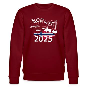 Norway 2025 Halibut with mountains and moose fishing - Stanley/Stella CHANGER Unisex Organic Sweatshirt - burgundy - Front - Nik (191cm) & Marisol (170cm)