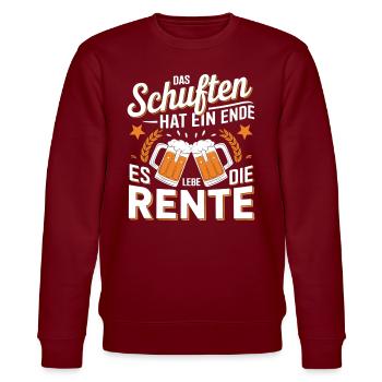 Das Schuften Hat Ein Ende Es Lebe Die Rente - Stanley/Stella Unisex Bio-Sweatshirt CHANGER  - Burgunderrot - Vorne - Nik (191cm) & Marisol (170cm)