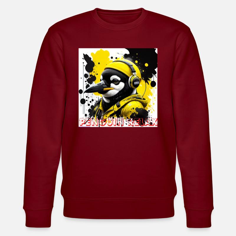 Entspannter Pinguin - Stanley/Stella Unisex Bio-Sweatshirt CHANGER  - Burgunderrot