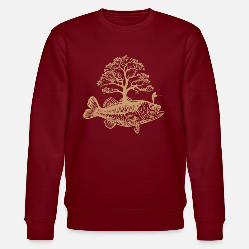 Fisch wächst Baum – Angler Design - Stanley/Stella Unisex Bio-Sweatshirt CHANGER  - Burgunderrot