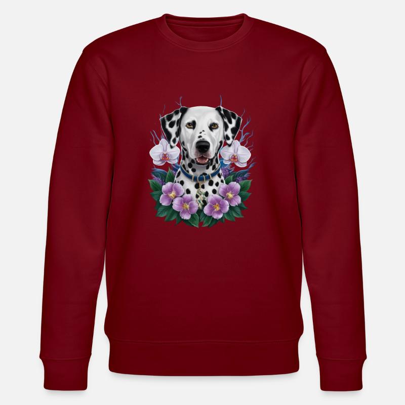 Süßer Dalmatiner mit Orchideen - Stanley/Stella Unisex Bio-Sweatshirt CHANGER  - Burgunderrot