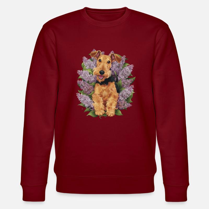 Mignon Airedale Terrier avec lilas - Sweat bio CHANGER Stanley/Stella Unisexe - bordeaux