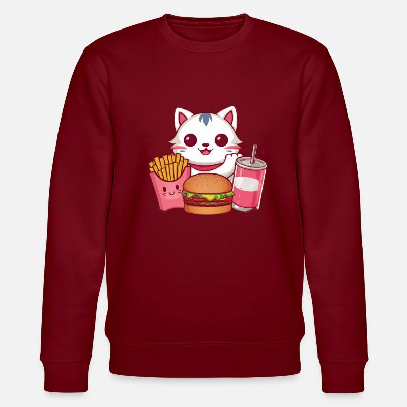 Le chat kawaii adore la restauration rapide - Sweat bio CHANGER Stanley/Stella Unisexe - bordeaux