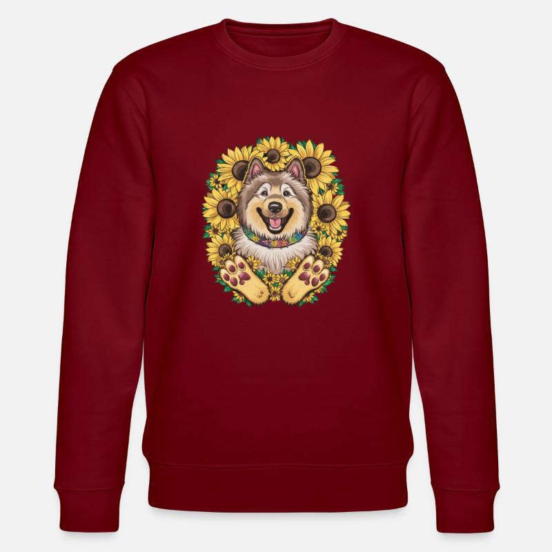 Mignon Wolfspitz aux tournesols. - Sweat bio CHANGER Stanley/Stella Unisexe - bordeaux