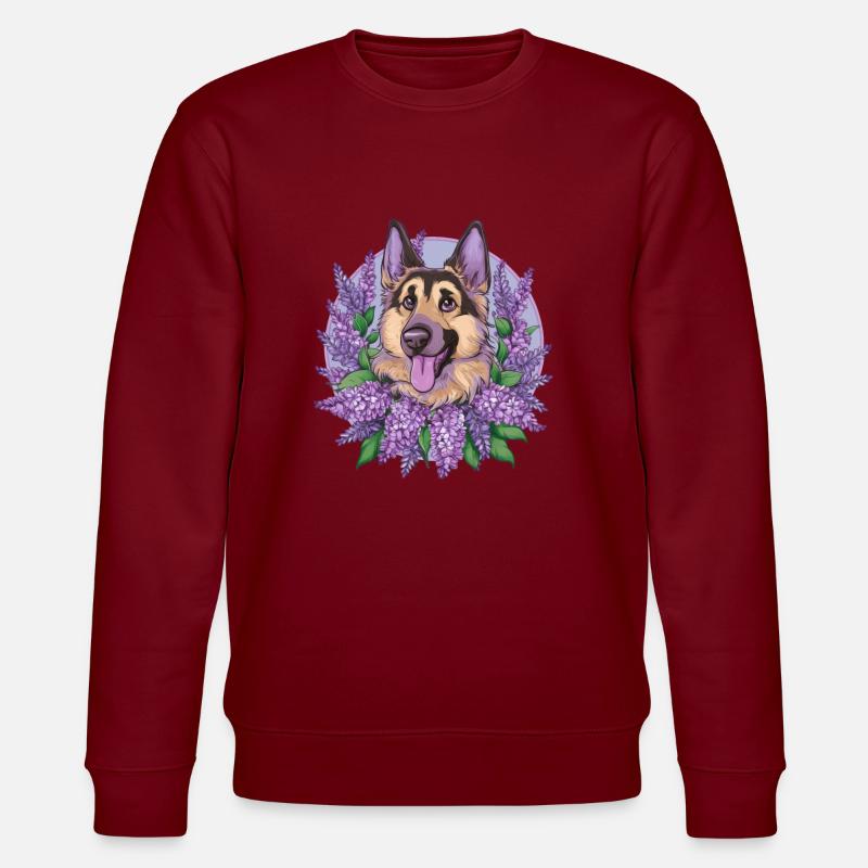 Cute German Shepherd with Lilac - Stanley/Stella CHANGER Unisex Organic Sweatshirt - burgundy