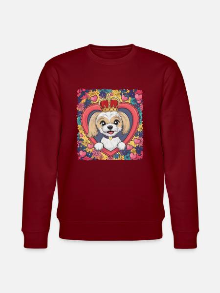 Maltese with crown and heart - Stanley/Stella CHANGER Unisex Organic Sweatshirt - burgundy