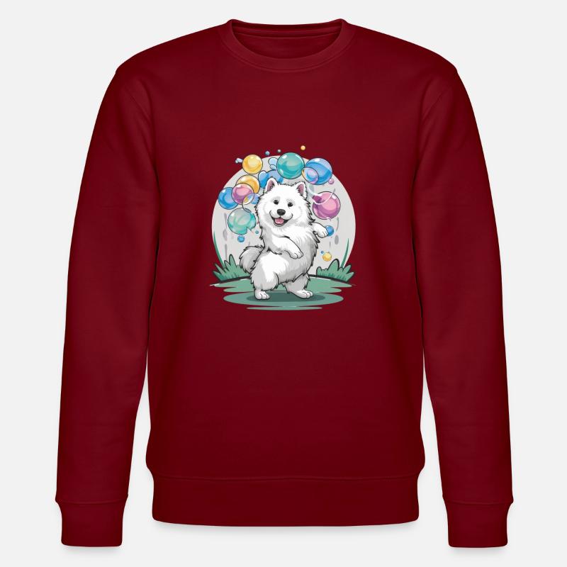 Samoyed dog with soap bubbles - Stanley/Stella CHANGER Unisex Organic Sweatshirt - burgundy