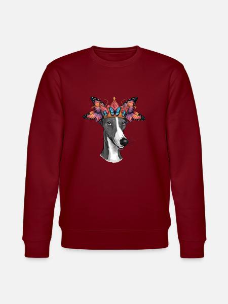 Carton Greyhound with Butterfly - Stanley/Stella CHANGER Unisex Organic Sweatshirt - burgundy