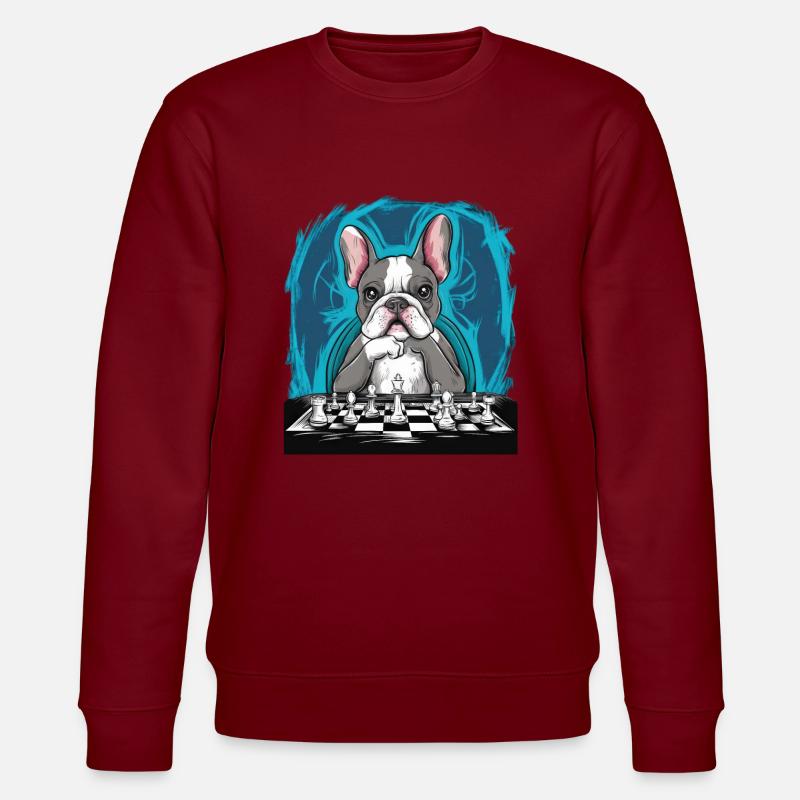 Bouledogue français jouant aux échecs - Sweat bio CHANGER Stanley/Stella Unisexe - bordeaux