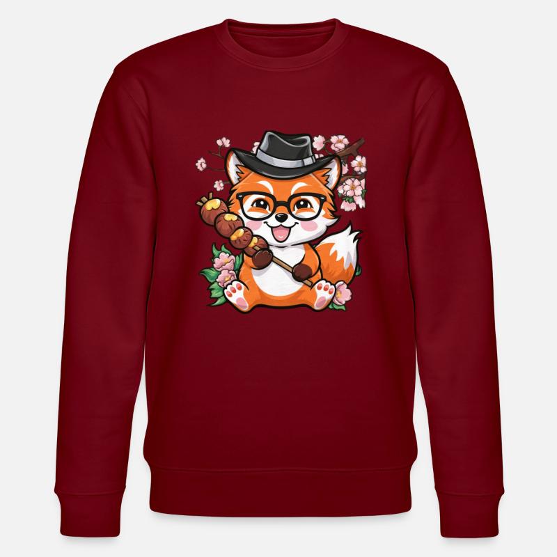 Renard Kawaii avec Hanami Dango - Sweat bio CHANGER Stanley/Stella Unisexe - bordeaux
