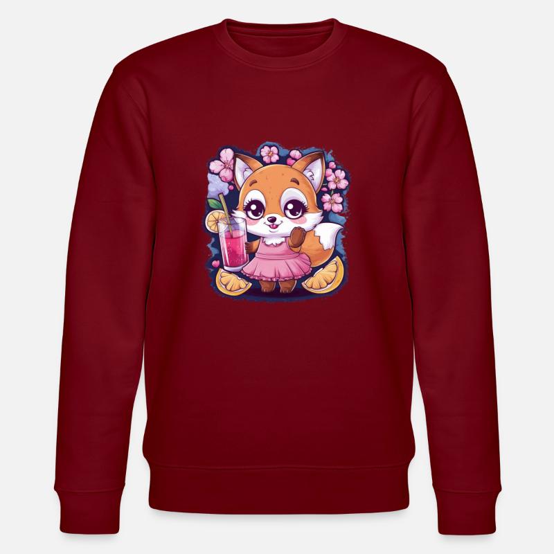 Fuchs mit Limonade, Zitrone, Kirschblüte - Stanley/Stella Unisex Bio-Sweatshirt CHANGER  - Burgunderrot