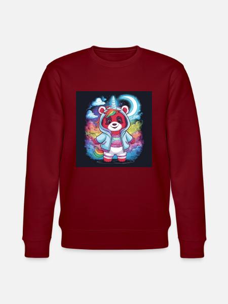 Roter Einhorn Panda - Stanley/Stella Unisex Bio-Sweatshirt CHANGER  - Burgunderrot
