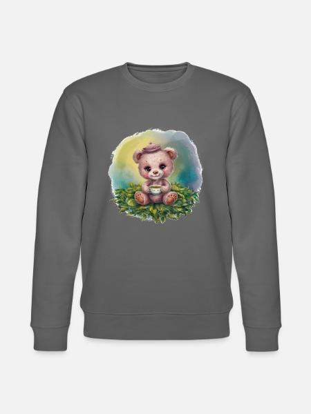 Teddy bear loves tea - Stanley/Stella CHANGER Unisex Organic Sweatshirt - burgundy