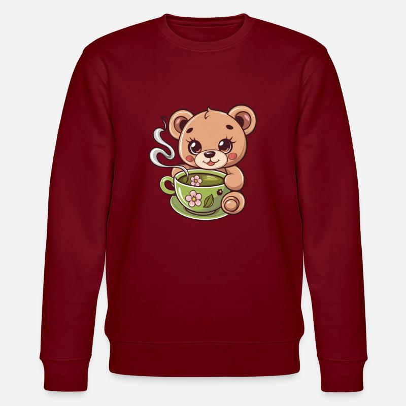 Teddybär liebt Tee - Stanley/Stella Unisex Bio-Sweatshirt CHANGER  - Burgunderrot