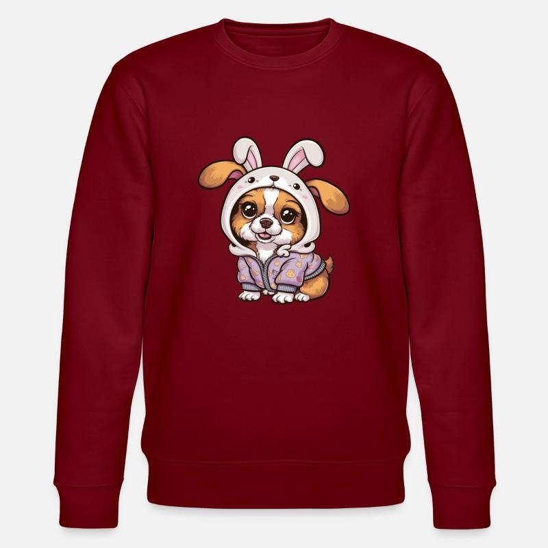 Chien Kawaii avec Tenue Lapins - Sweat bio CHANGER Stanley/Stella Unisexe - bordeaux