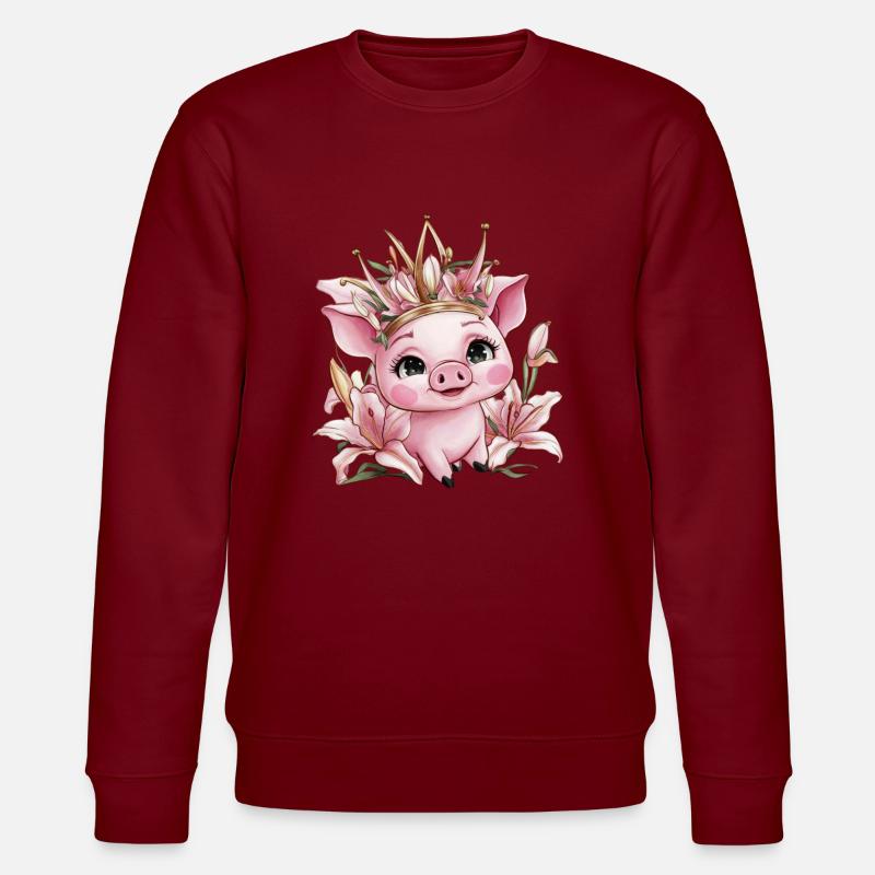 Cochon avec couronne et lys - Sweat bio CHANGER Stanley/Stella Unisexe - bordeaux