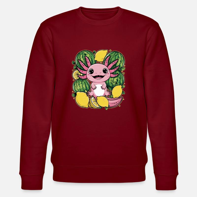 Axolotl Kawaii aux citrons et pastèques - Sweat bio CHANGER Stanley/Stella Unisexe - bordeaux