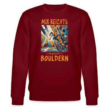 MIR REICHTS - Ich geh bouldern oder klettern - Stanley/Stella Unisex Bio-Sweatshirt CHANGER  - Burgunderrot - Vorne - Nik (191cm) & Marisol (170cm)