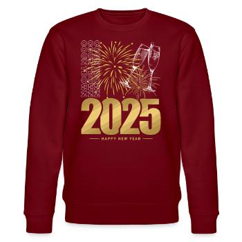 Neujahr 2025 - Stanley/Stella Unisex Bio-Sweatshirt CHANGER  - Burgunderrot - Vorne - Nik (191cm) & Marisol (170cm)