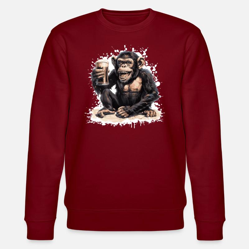 Affe Bier Lustig - Stanley/Stella Unisex Bio-Sweatshirt CHANGER  - Burgunderrot