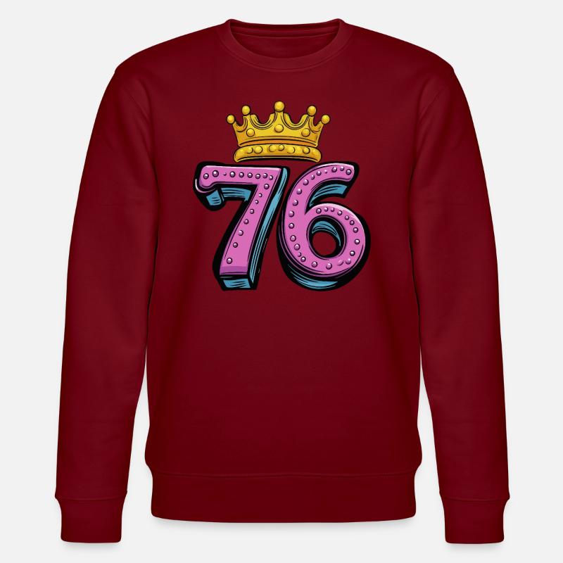 76 Zahl Krone - Stanley/Stella Unisex Bio-Sweatshirt CHANGER  - Burgunderrot