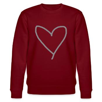 Herz grau Geschenkidee Liebe verliebt - Stanley/Stella Unisex Bio-Sweatshirt CHANGER  - Burgunderrot - Vorne - Nik (191cm) & Marisol (170cm)