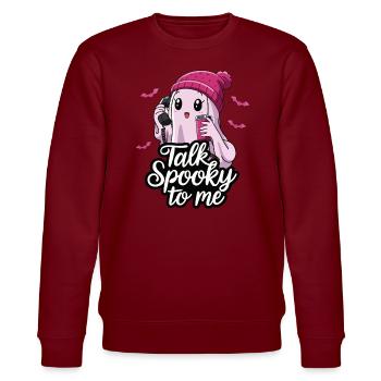 lHalloween Ghost Funny Talk Spooky To Me - Stanley/Stella Unisex Bio-Sweatshirt CHANGER  - Burgunderrot - Vorne - Nik (191cm) & Marisol (170cm)