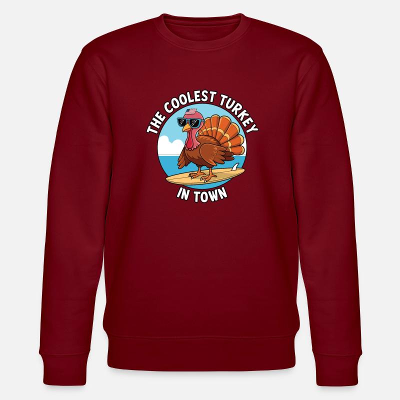 Lustiger Thanksgiving Truthahn - Stanley/Stella Unisex Bio-Sweatshirt CHANGER  - Burgunderrot