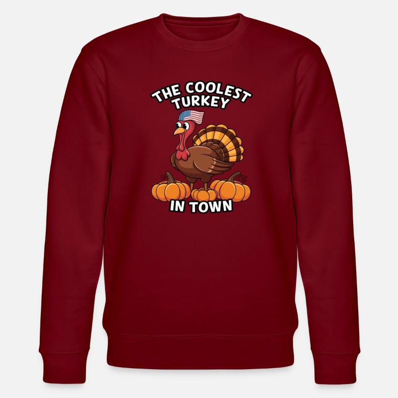 Dinde drôle de Thanksgiving - Sweat bio CHANGER Stanley/Stella Unisexe - bordeaux