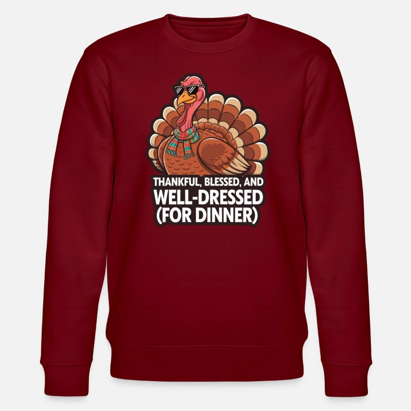 Dinde drôle de Thanksgiving - Sweat bio CHANGER Stanley/Stella Unisexe - bordeaux