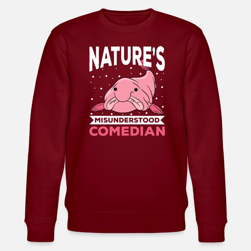 Funny Blobfish Cute Blobfish - Stanley/Stella CHANGER Unisex Organic Sweatshirt - burgundy