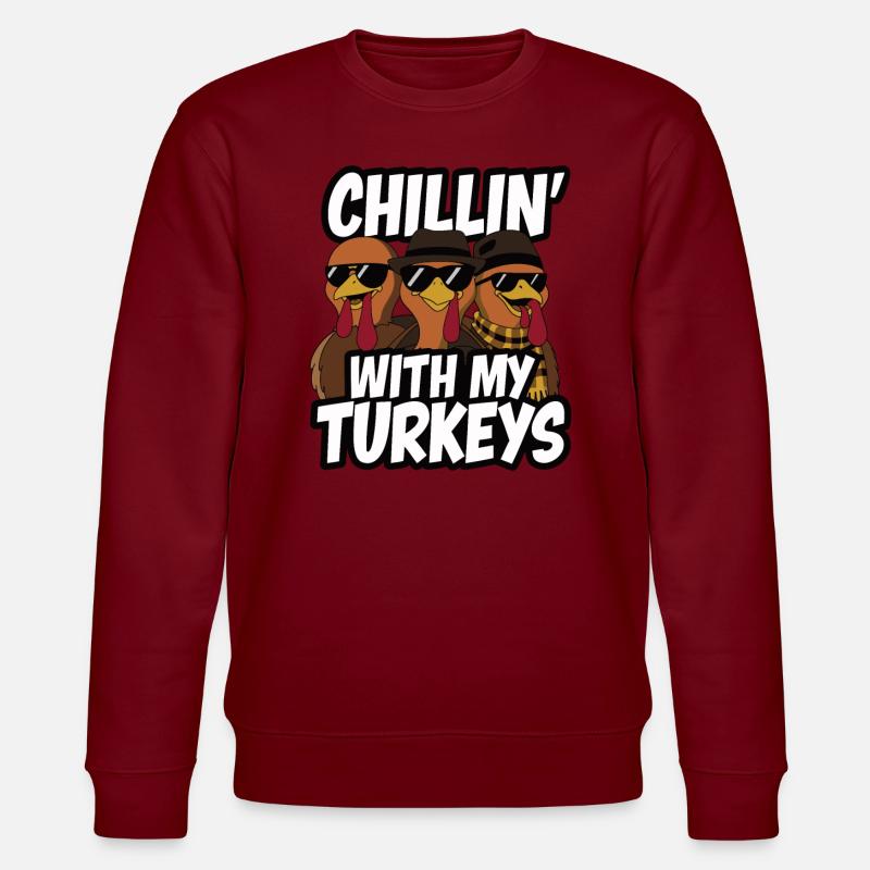 Lustiger Thanksgiving Truthahn - Stanley/Stella Unisex Bio-Sweatshirt CHANGER - Burgunderrot