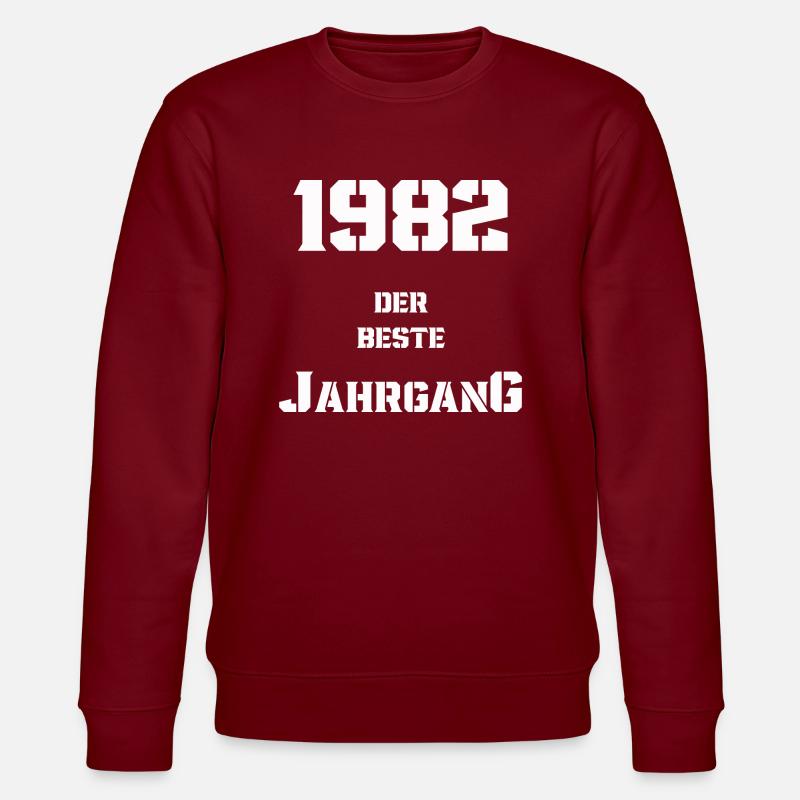 1982 Jahrgang - Stanley/Stella Unisex Bio-Sweatshirt CHANGER  - Burgunderrot