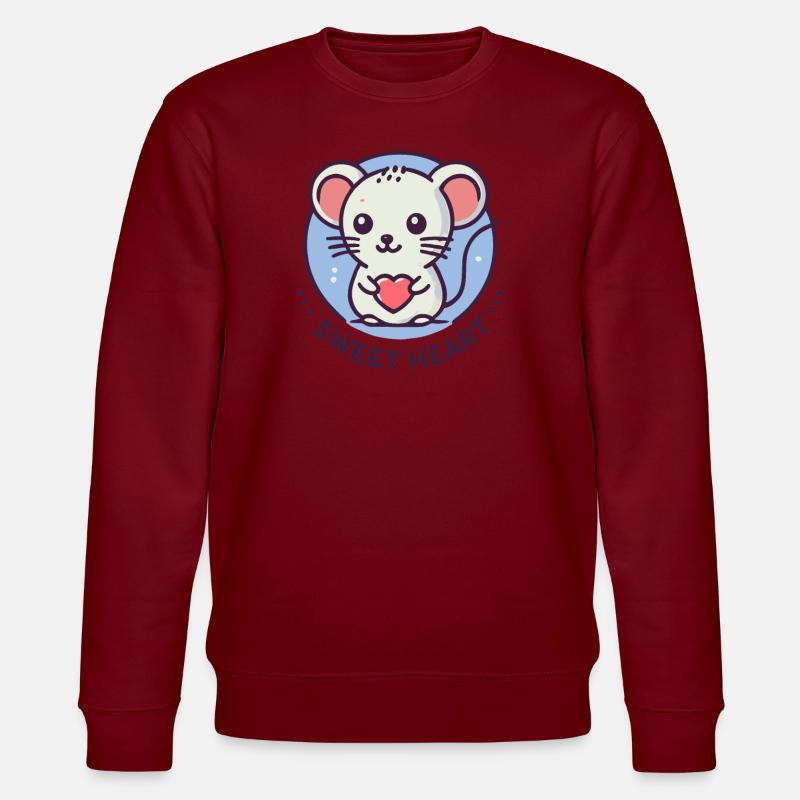 Süße liebe Maus mit Herz - Stanley/Stella Unisex Bio-Sweatshirt CHANGER  - Burgunderrot