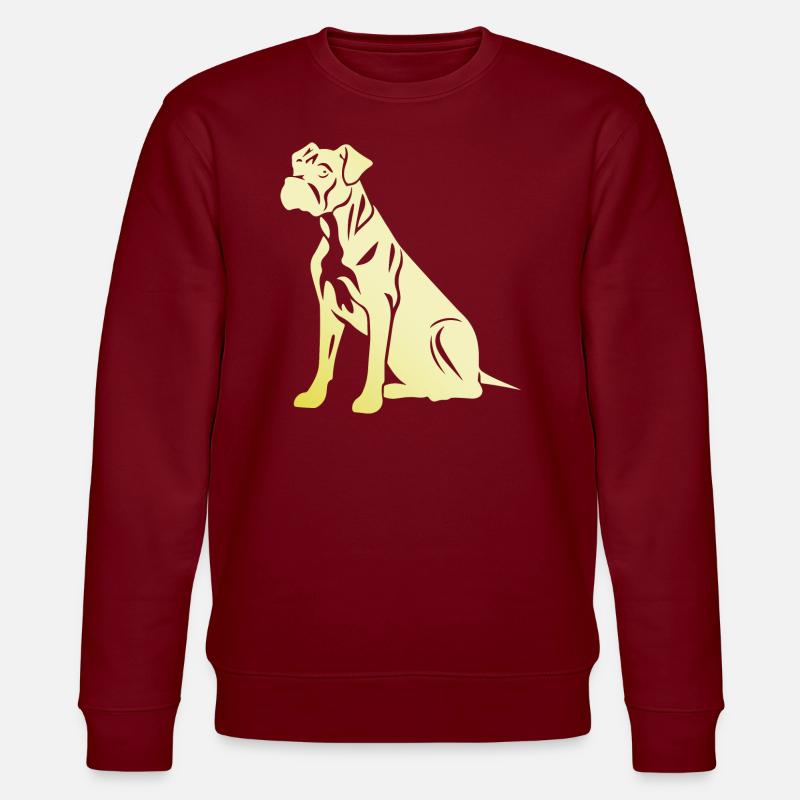 Boxer Hund Silhouette - Stanley/Stella Unisex Bio-Sweatshirt CHANGER  - Burgunderrot