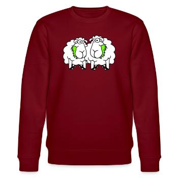 Zwei Schafe Fressen Gras 2 Freunde Team Hungrig - Stanley/Stella Unisex Bio-Sweatshirt CHANGER  - Burgunderrot - Vorne - Nik (191cm) & Marisol (170cm)
