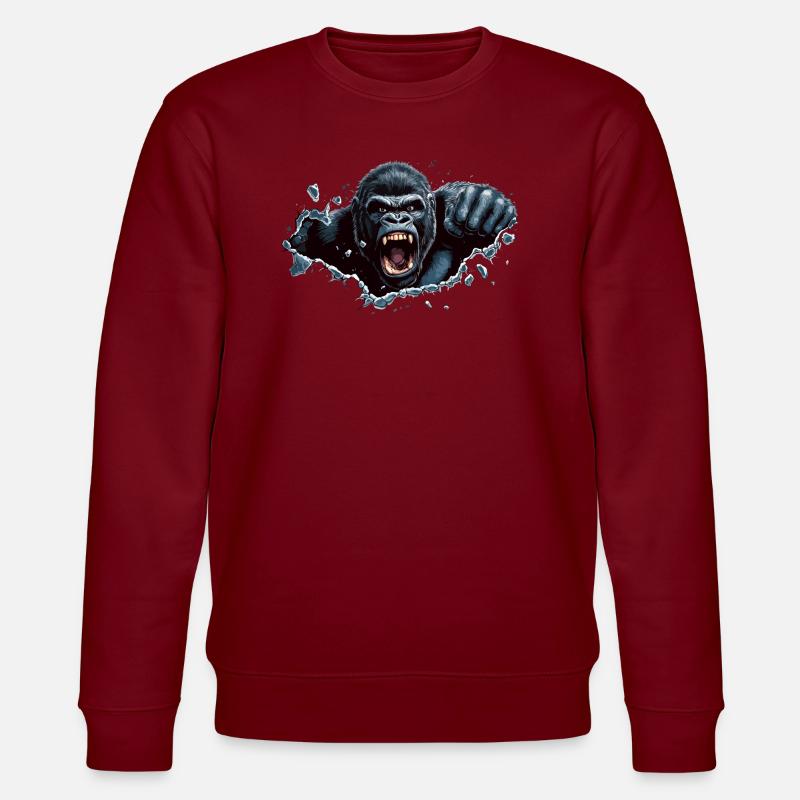gorilla beast schlag - Stanley/Stella Unisex Bio-Sweatshirt CHANGER - Burgunderrot