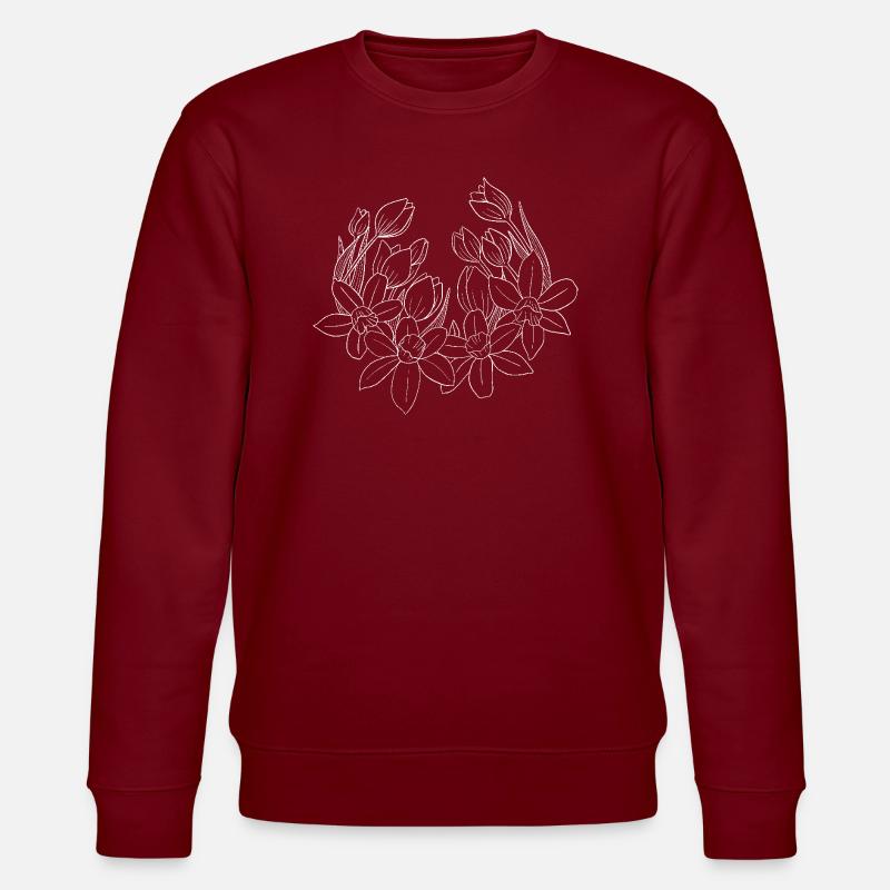 Frühlingsblumen weiss - Stanley/Stella Unisex Bio-Sweatshirt CHANGER  - Burgunderrot