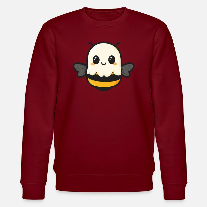 Bee Halloween Funny Ghost - Stanley/Stella CHANGER Unisex Organic Sweatshirt - burgundy