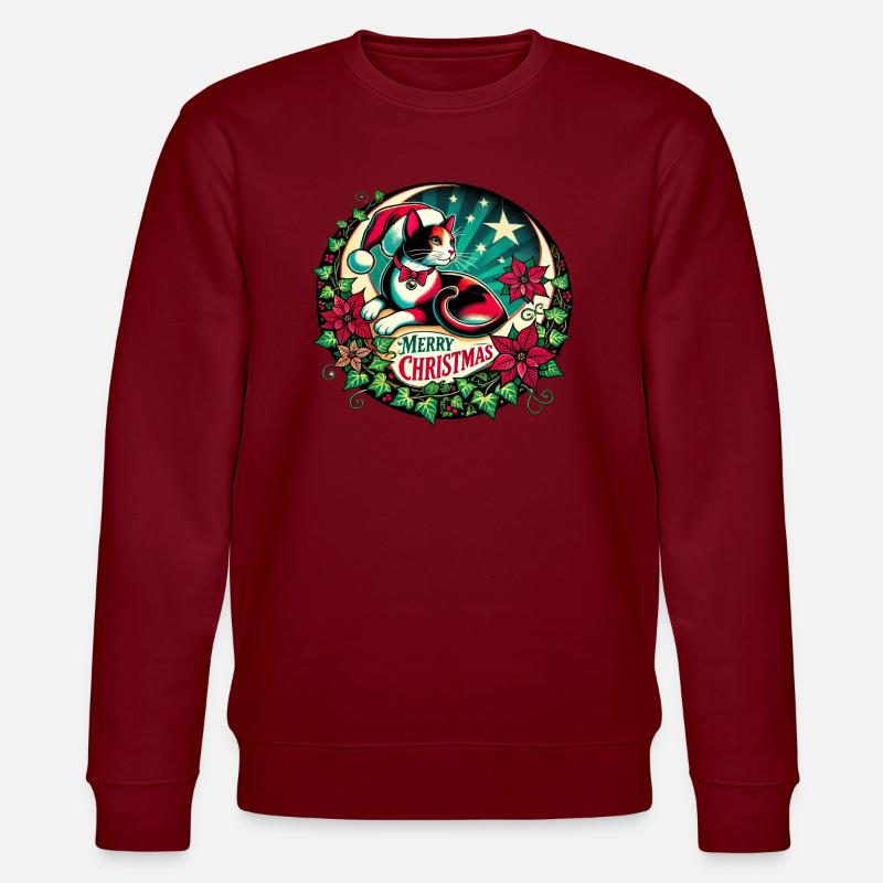 Chat calicot de Noël - Sweat bio CHANGER Stanley/Stella Unisexe - bordeaux