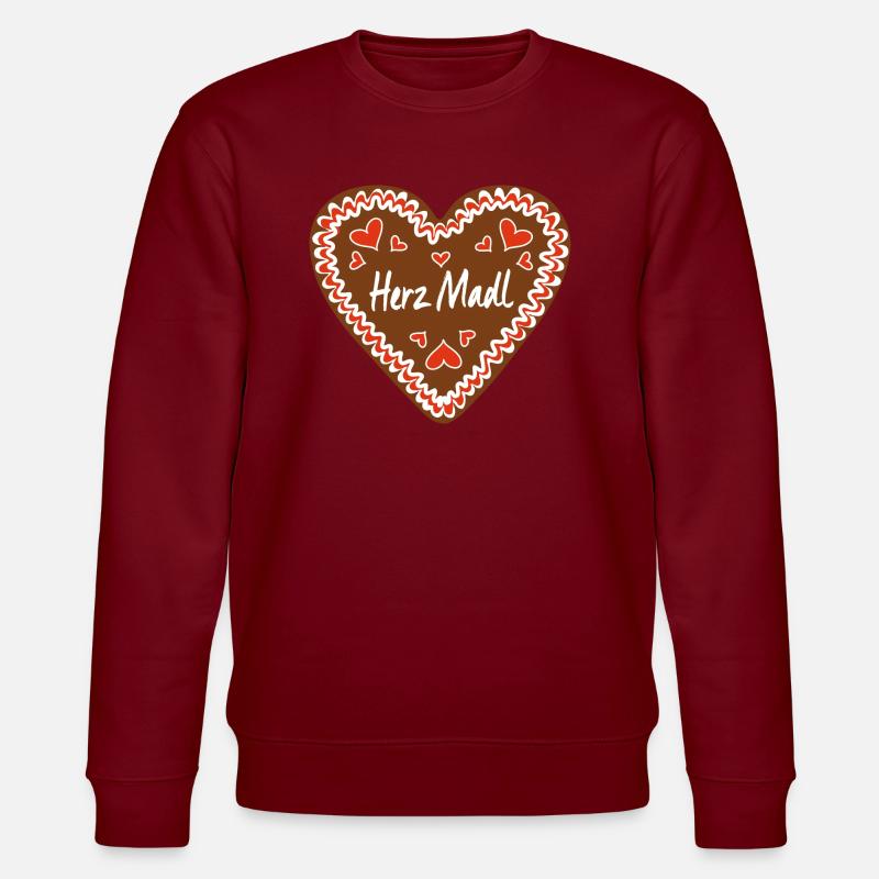 Herz Madl Lebkuchenherz - Stanley/Stella Unisex Bio-Sweatshirt CHANGER  - Burgunderrot